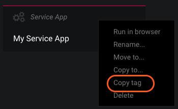 Get the tag of the service app