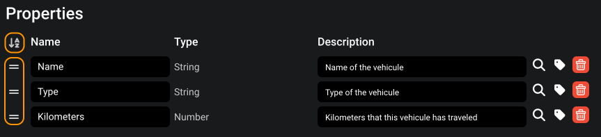 Sort properties